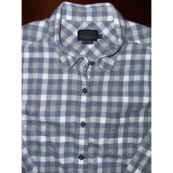 Pendleton Tops - Pendleton Women Cotton‎ Lightweight Flannel Shirt Size Petite Large Blue Plaid